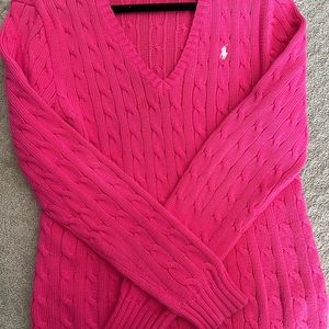 Ralph Lauren hot pink cable knit sweater